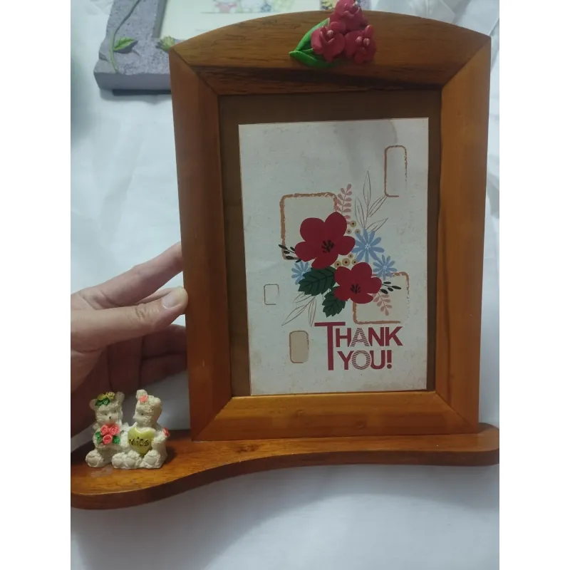 Khung tranh trang trí gỗ có hoa và chữ Thank You 746307