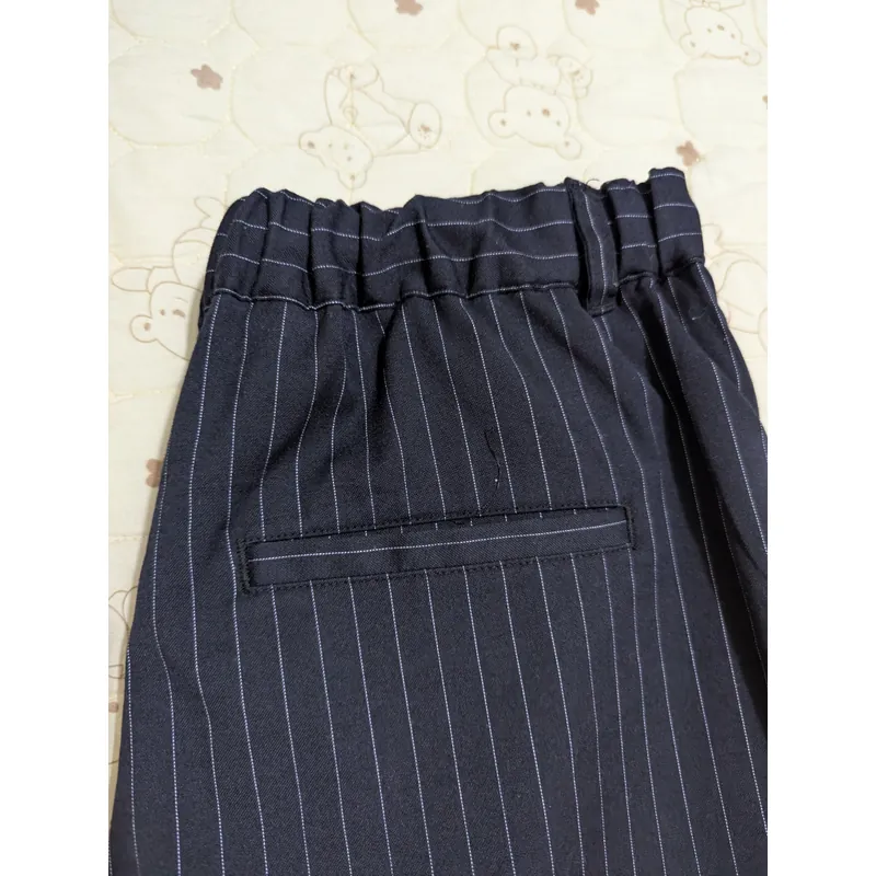 Quần tây ống rộng màu xanh than đậm kẻ sọc 98% 605639