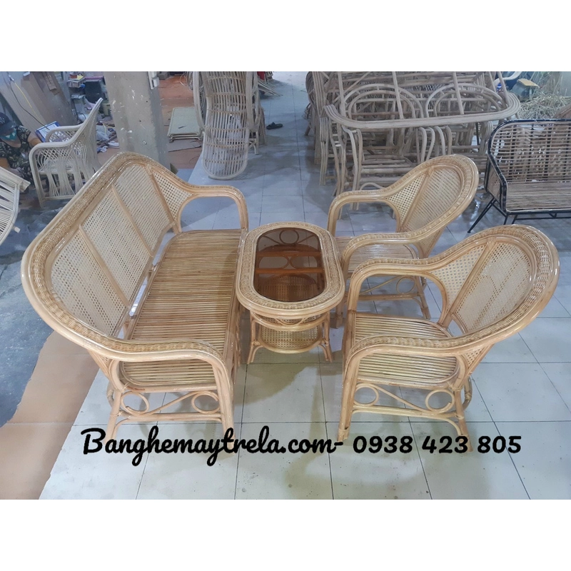 Bàn ghế sofa mây lưới 472912