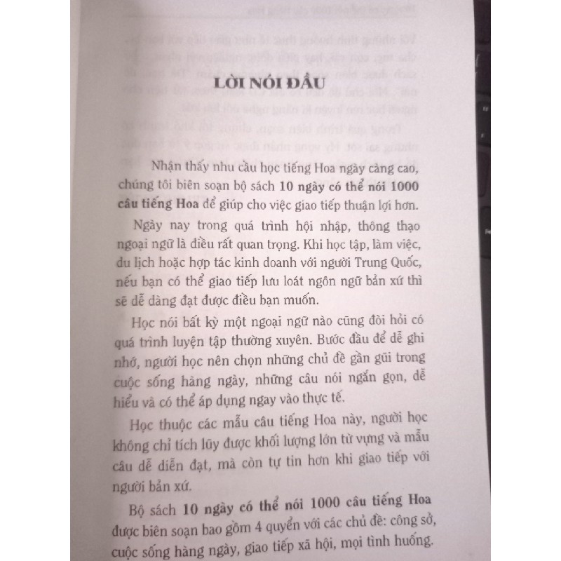 10 Ngày có thể nói 1000 câu Tiếng Hoa- Sách dạy tiếng hoa có song ngữ và phiên âm. 26035