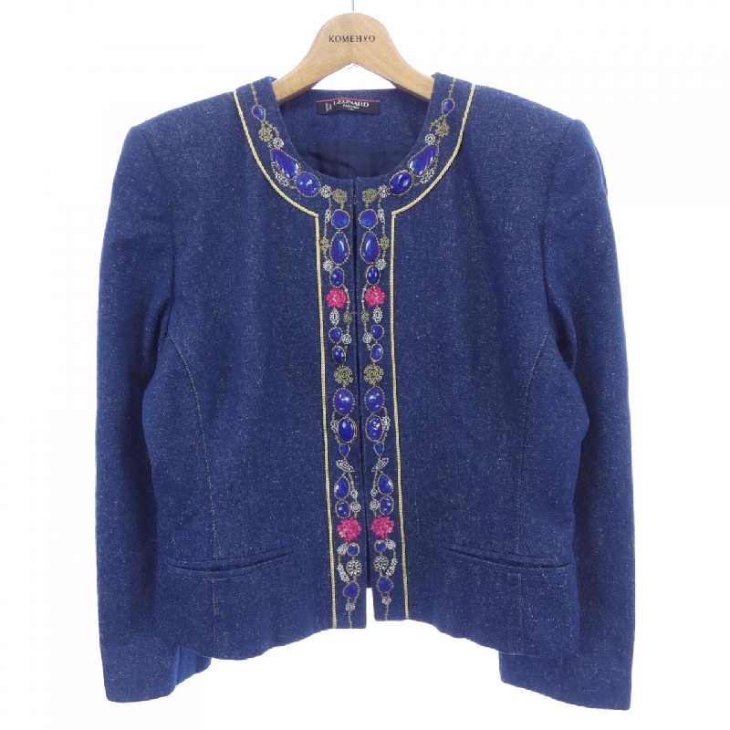 【Mã giảm giá】【Cổ điển】Thời trang Leonar LEONARD FASHION Áo khoác không cổ 640334