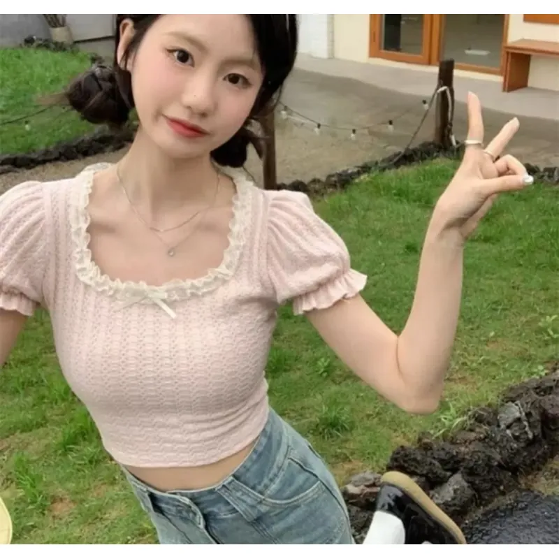 ÁO CROPTOP CỔ VUÔNG - HỒNG 739026