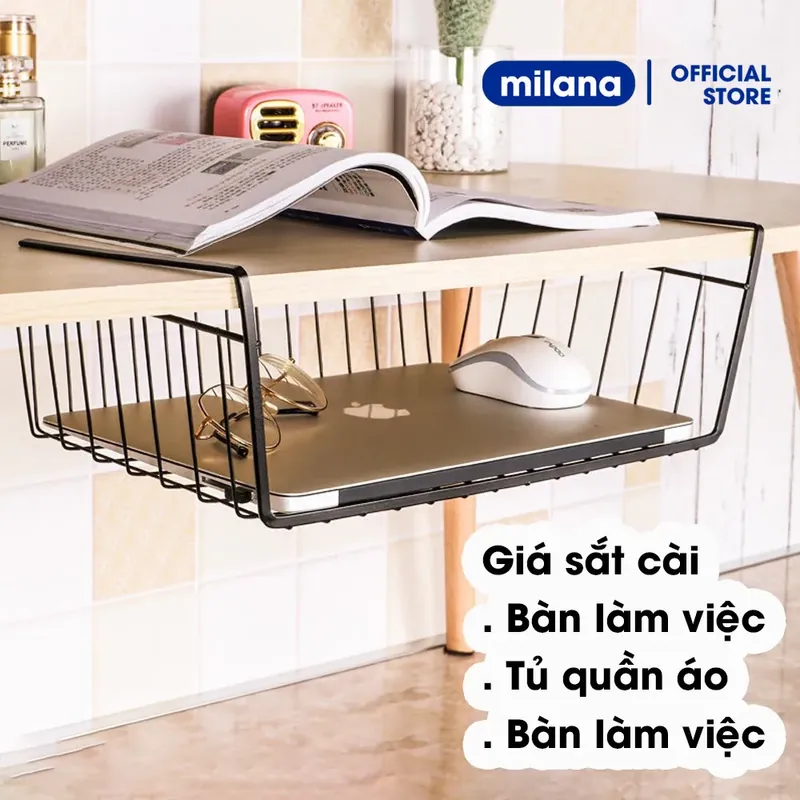 2c Khay Lưới Sắt Để Đồ Dưới Bàn Học, Kệ Khung Gài Siêu Gọn Gàng - Size 33x23cm  576424