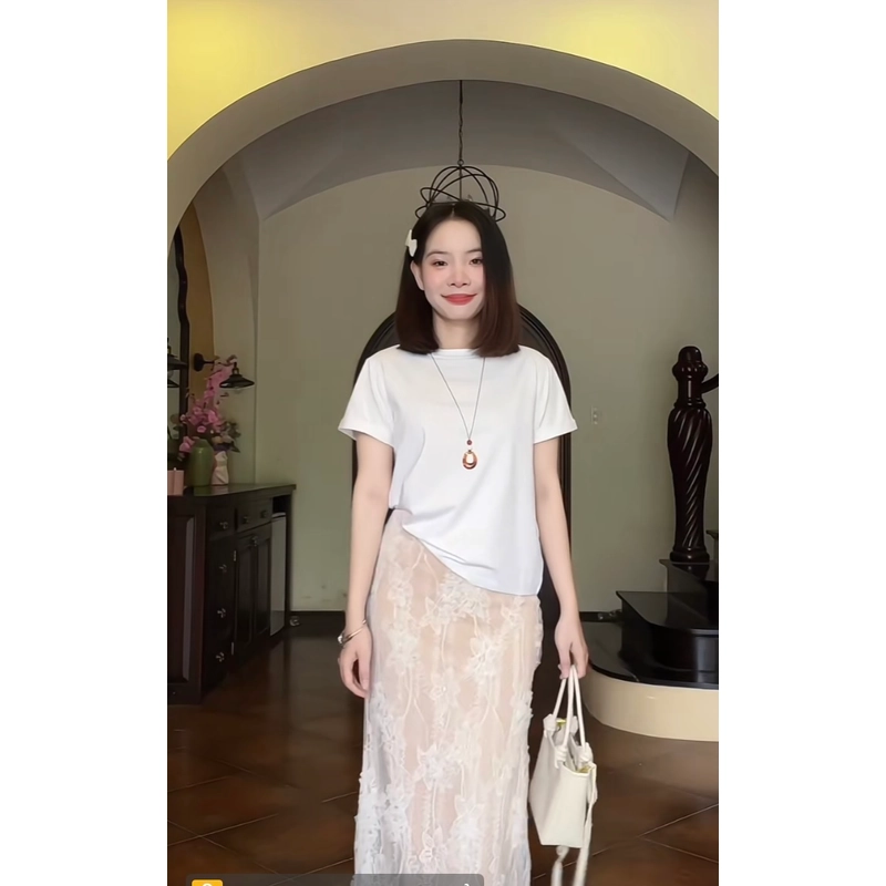 Chân váy ren, hoa 3D, thanh lịch, nữ tính 463789