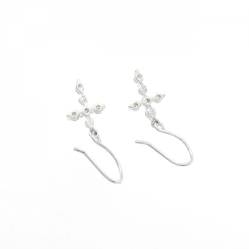 K18WG Bông tai kim cương chéo 0.12CT - Hàng hiệu chính hãng 869013