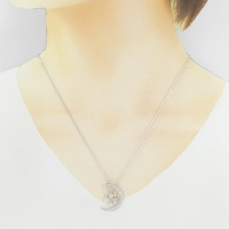 K18WG Mặt Trăng × Ngôi Sao Dây Chuyền Kim Cương 0.20CT - Hàng hiệu Chính Hãng 857693