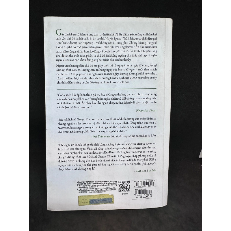[Phiên Chợ Sách Cũ] Ăn gì không chết (2018) Bác sĩ Michael Greger, (ố nhẹ) 1503 410137