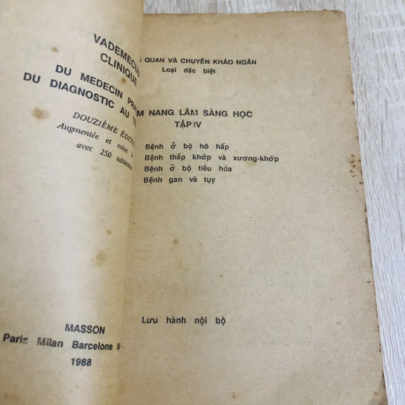 CẨM NANG LÂM SÀNG HỌC (T4) 1013027