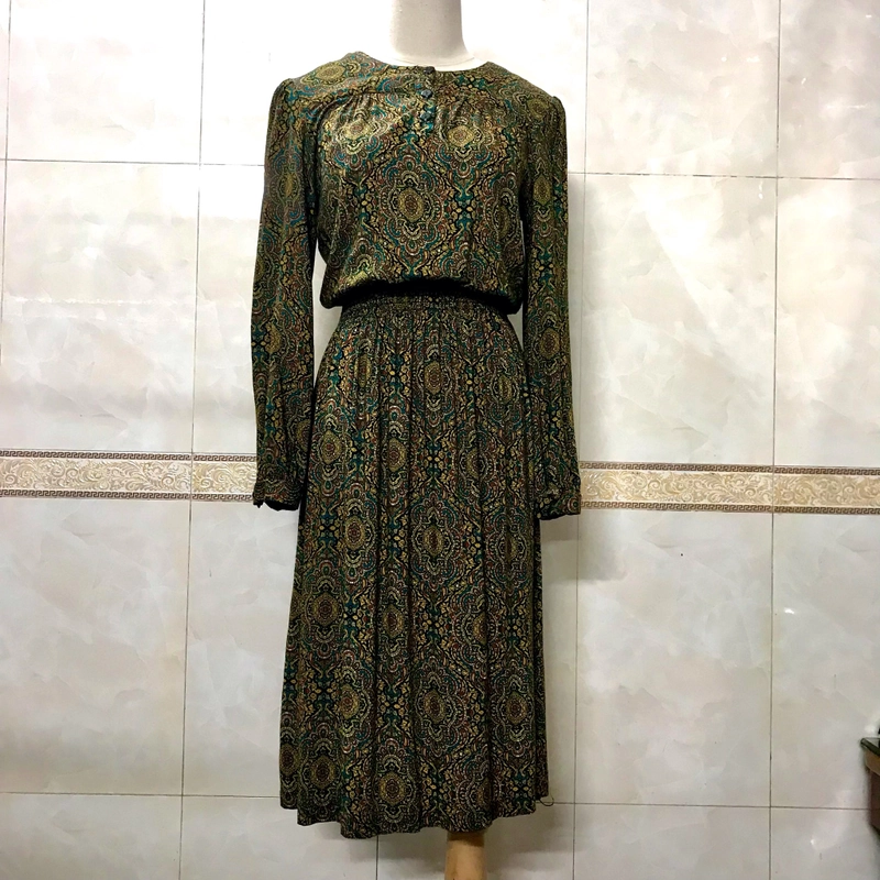 Đầm vintage họa tiết cổ điển 222110