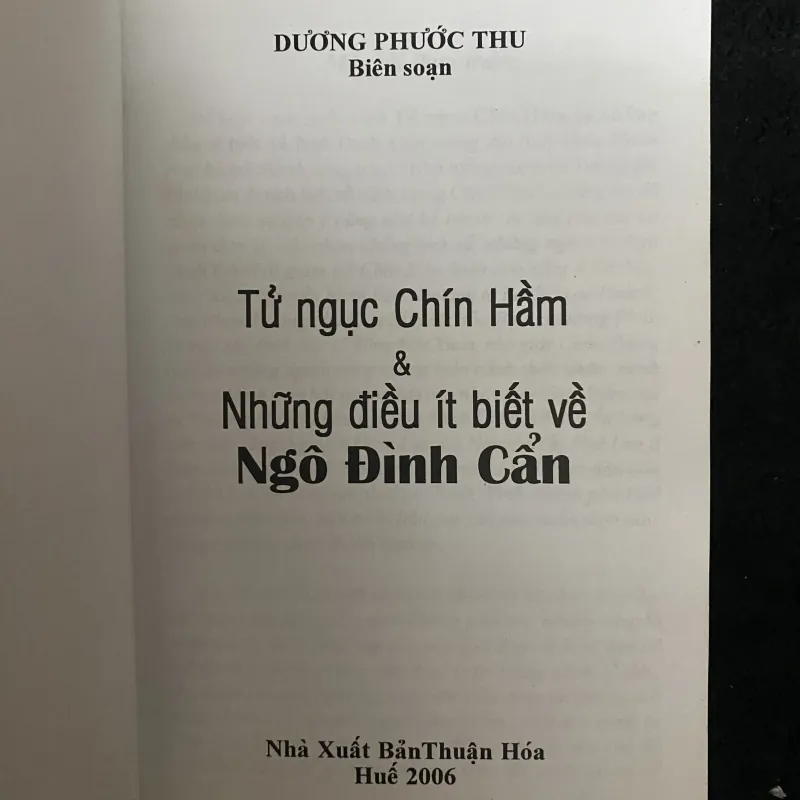 Tử ngục Chín Hầm & Những điều ít biết về Ngô Đình Cẩn tác giả Dương Phước Thu, 1032061