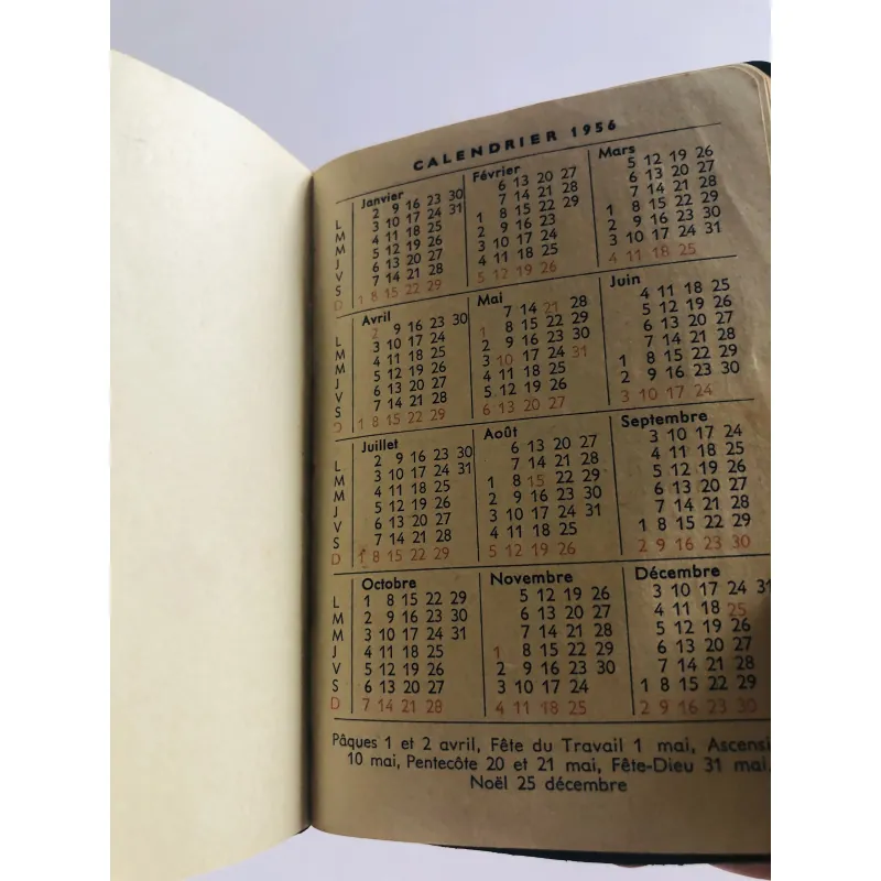 SỔ LỊCH BỎ TÚI 1956, thiếu vài tờ ghi chú 795490