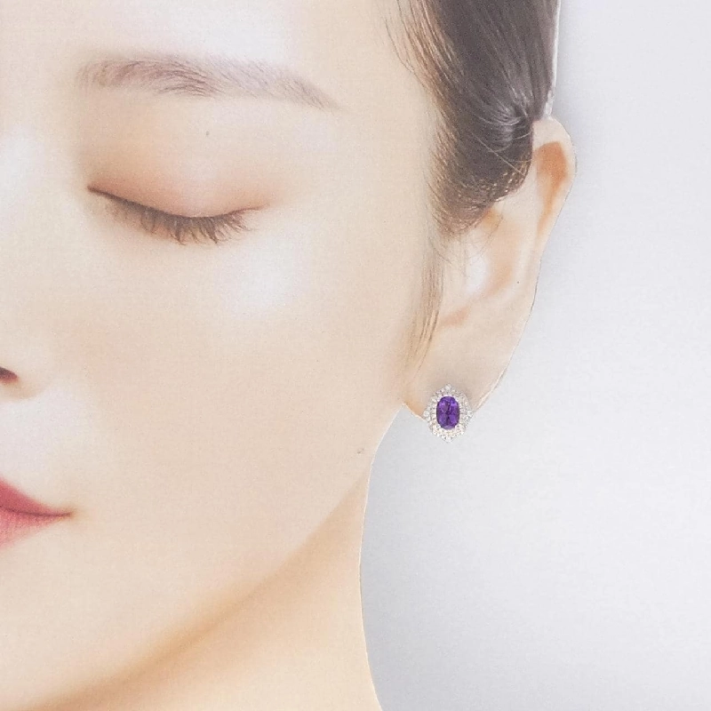 K18 Ba màu Amethyst Bông tai - Hàng hiệu Chính hãng 868465