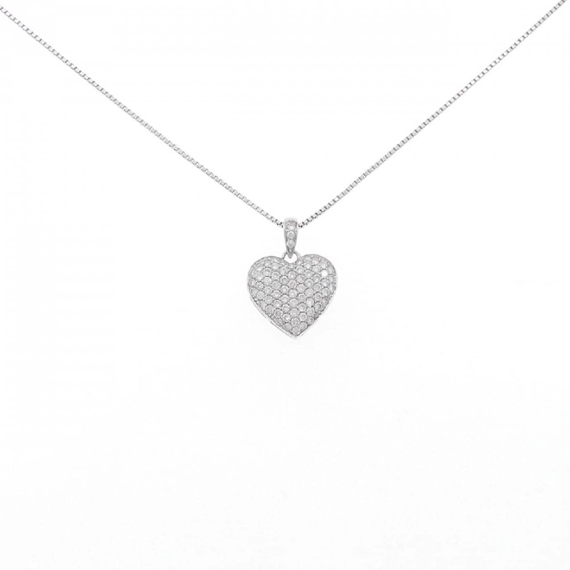 K18WG Dây chuyền kim cương hình trái tim Pavé 0.40CT - Hàng hiệu Chính hãng 863444