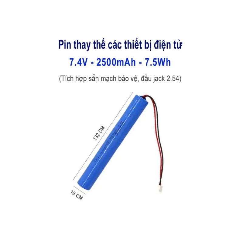 PIN SẠC 18650 7.4V 2500mAh JACK 2.54 (CÓ MẠCH BẢO VỆ), THÍCH HỢP CHO LOA BLUETOOTH 714408