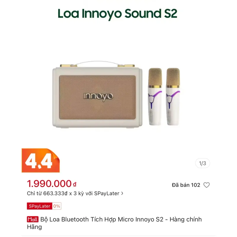 Loa Bluetooth Innoyo InnoSound S2  Kèm Micro | Bluetooth 5.3 | Pin Trâu | Âm Thanh Lớn 999952