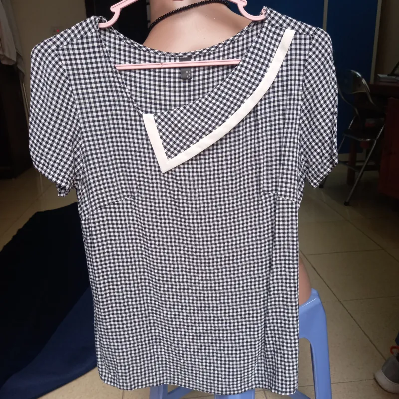 Áo sơ mi nữ kiểu size M màu tím và kẻ caro, chất liệu thô mát nhẹ Không Có Lỗi 1021133