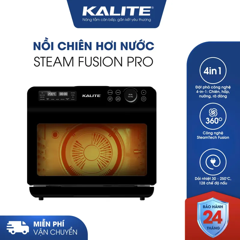 Nồi chiên hơi nước KALITE STEAM FUSION PRO – 20L 4in1 chiên, hấp, nướng, rã đông 591222