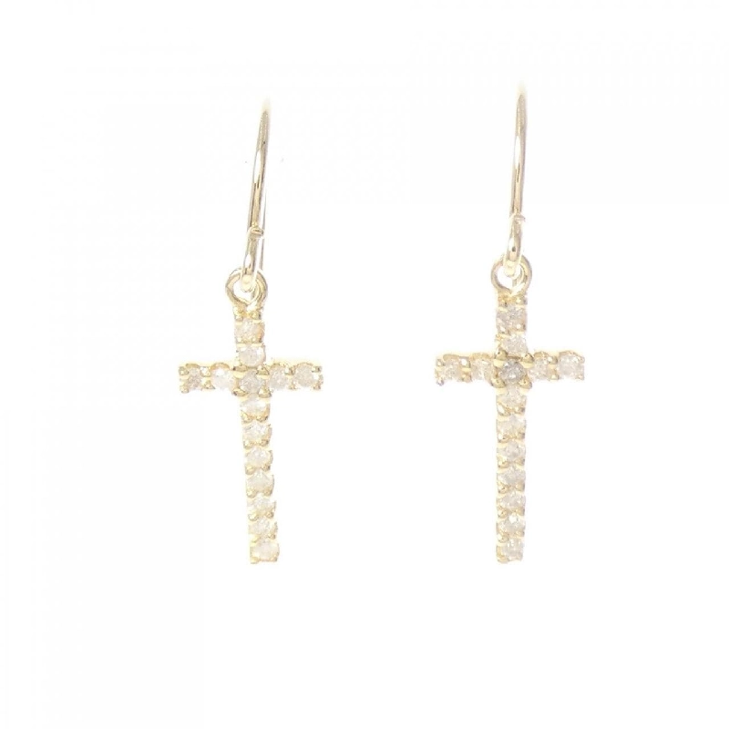 K18YG Bông tai kim cương chéo 0.18CT - Hàng hiệu Chính hãng 864740