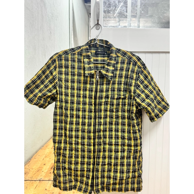 Áo sơ mi caro vải xốp, có zip kéo 455039
