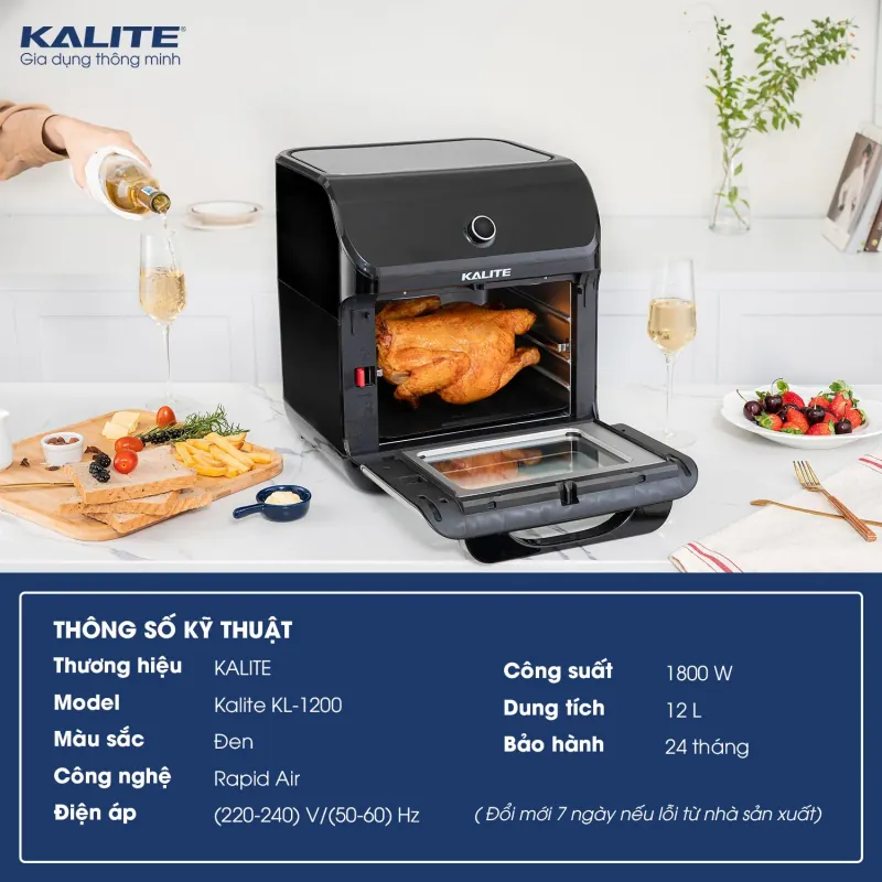 🍗 Kalite KL-1200 – Nồi chiên không dầu 12L giảm 95% chất béo! 718088