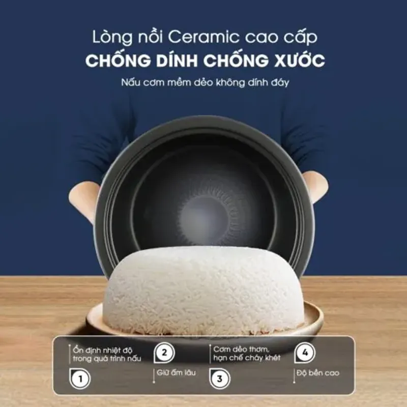 Nồi cơm điện Kalite KRC8218 dung tích 1.8L đa chức năng, cơm ngon trọn vị, chính hãng 100% 572907