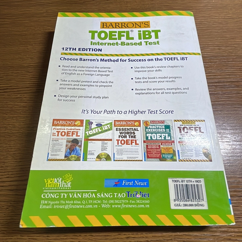 Toeft iBT internet-based test 12th edition Barron’s mỗi sách 378768