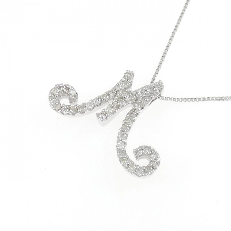 K18WG Chữ cái M Dây chuyền kim cương 0.26CT - Hàng hiệu Chính hãng 857132