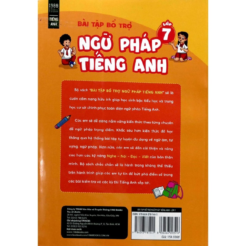 Bài Tập Bổ Trợ Ngữ Pháp Tiếng Anh - Lớp 7 - VISHV Books 192795