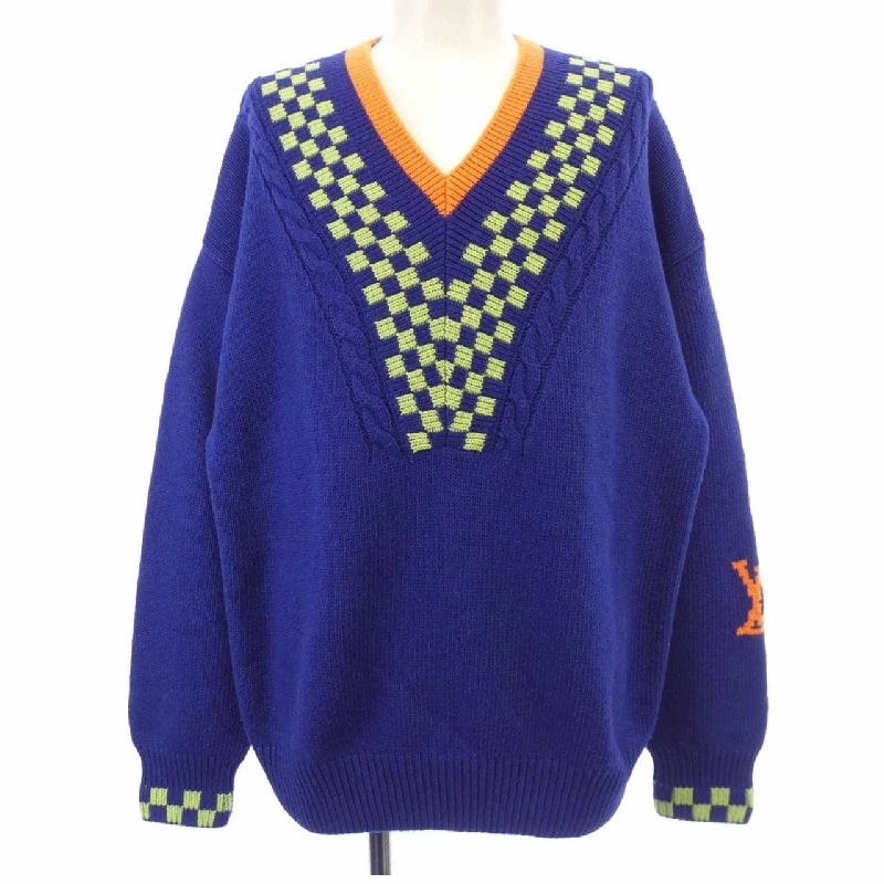 Louis Vuitton LOUIS VUITTON Damier Jacquard V-neck HKN61WZRS Áo len - Hàng hiệu Chính hãng 896093