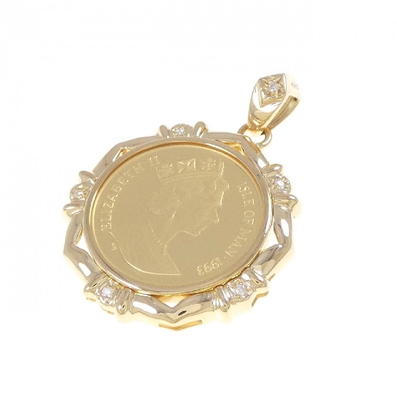 K18YG(枠) Dây chuyền đồng xu kim cương 0.04CT - Hàng hiệu Chính hãng 871357