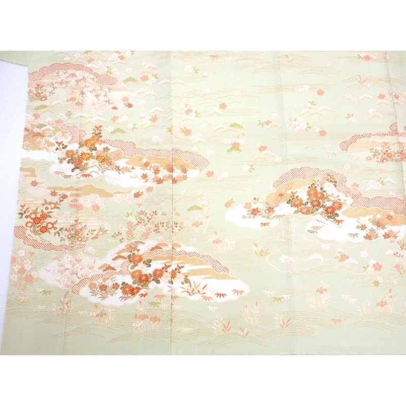 Áo kimono thăm viếng, trang trí vàng Yuzen, có thêu - Hàng hiệu Authentic 878420