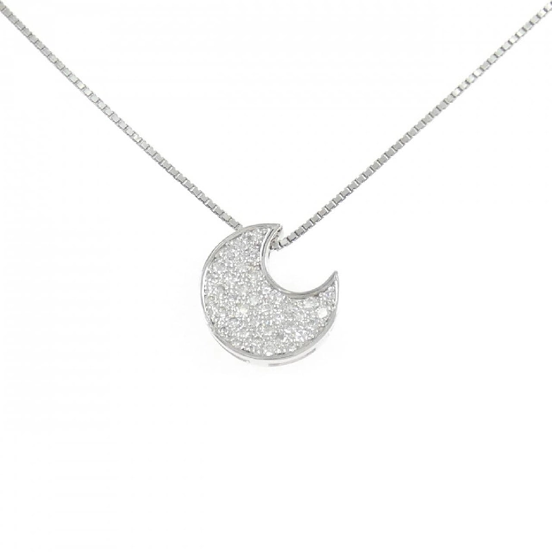 K18WG Mặt dây chuyền kim cương Pave hình mặt trăng 0.50CT - Hàng hiệu Chính hãng 857227