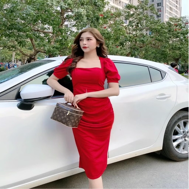 Váy ôm body màu đỏ  495739