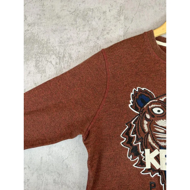 Áo sweatshirt Kenzo thêu đầu hổ màu đỏ đô burgundy 759712