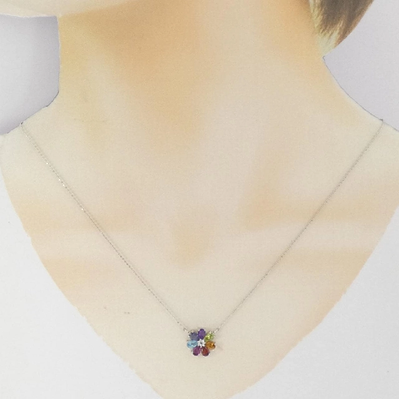 K18WG Hoa Đá Màu Dây Chuyền - Hàng hiệu Chính hãng 862417