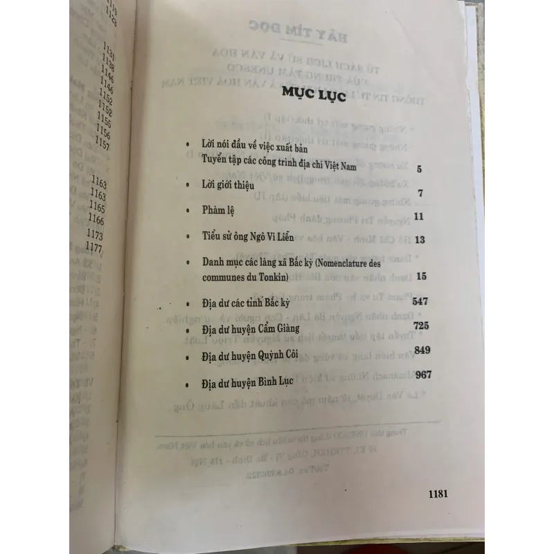TÊN LÀNG XÃ VÀ ĐỊA DƯ CÁC TỈNH BẮC KỲ (BÌA CỨNG) - NGÔ VĨ LIỄN 1020882