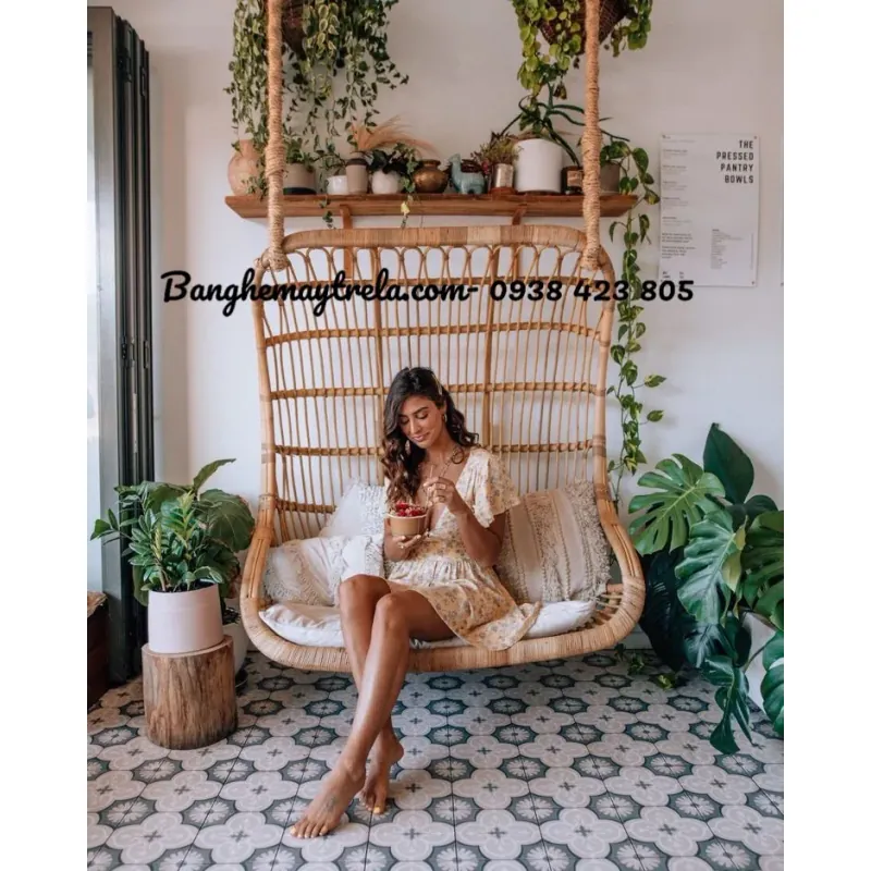 Ghế xích đu đôi mây tre đan 747237