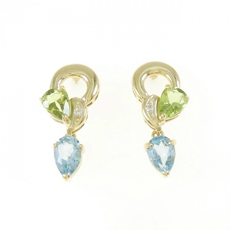 K18YG Đá màu Bông tai - Hàng hiệu Chính hãng 871090