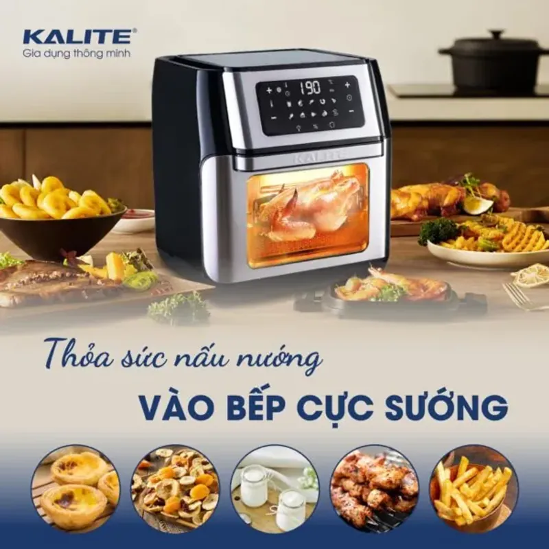Nồi chiên không dầu KALITE Q10 – 10 Lít, Có Xiên Quay – Đa Năng – Nấu Được Mọi Món! 718082