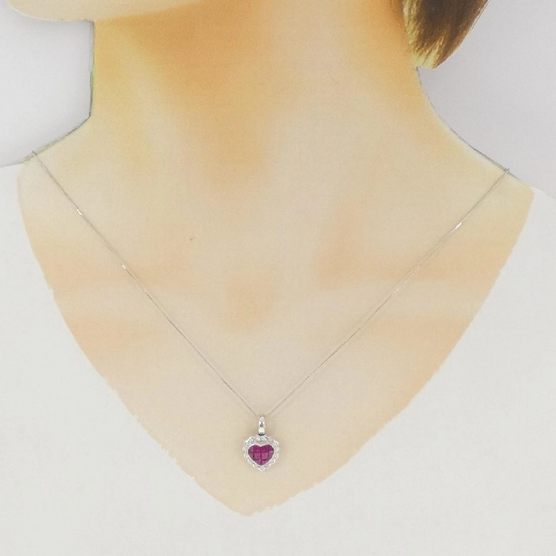 750WG/K18WG Mặt Dây Chuyền Hình Trái Tim Đá Ruby 1.4CT - Hàng hiệu Chính Hãng 856948
