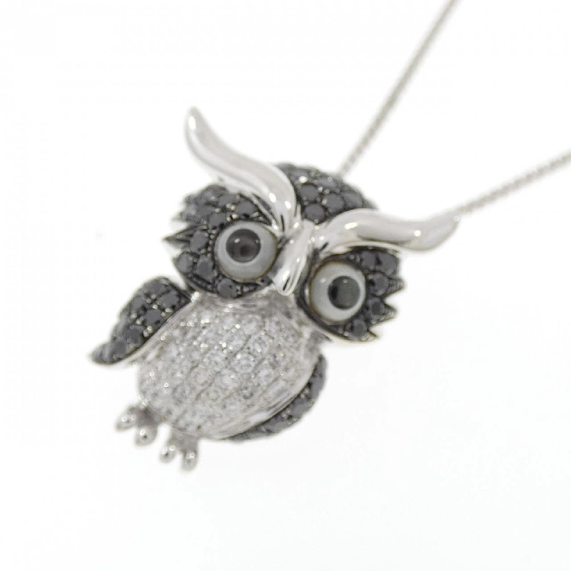 K18WG/K18BG Cú Mèo Pave Ngọc Trai Mẹ Dây Chuyền - Hàng hiệu Chính hãng 858346