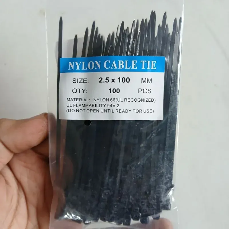 2 gói 100 sợi dây rút cable tie dài 100x2.5mm nhựa đen bền chắc cột dây điện 674295