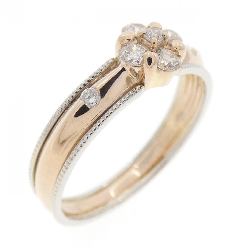 Nhẫn kim cương hoa K18PG/PT900 0.21CT 672495