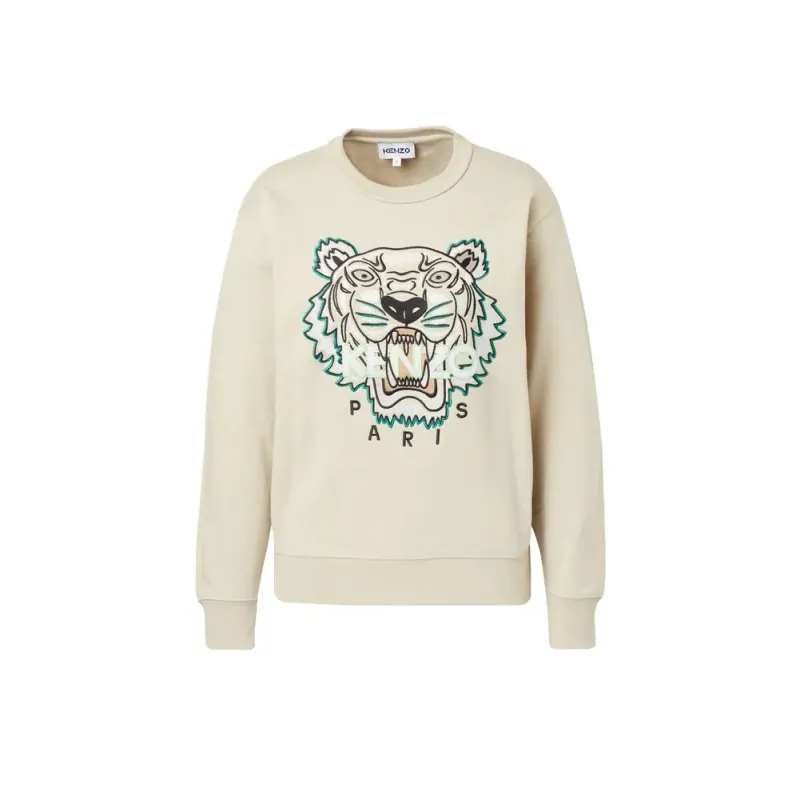 Áo nỉ tay dài Kenzo jumper màu be size S chính hãng 719292