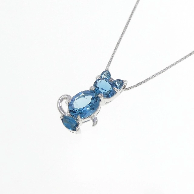 K14WG/K18WG Mèo Blue Topaz Dây Chuyền - Hàng hiệu Chính hãng 861439