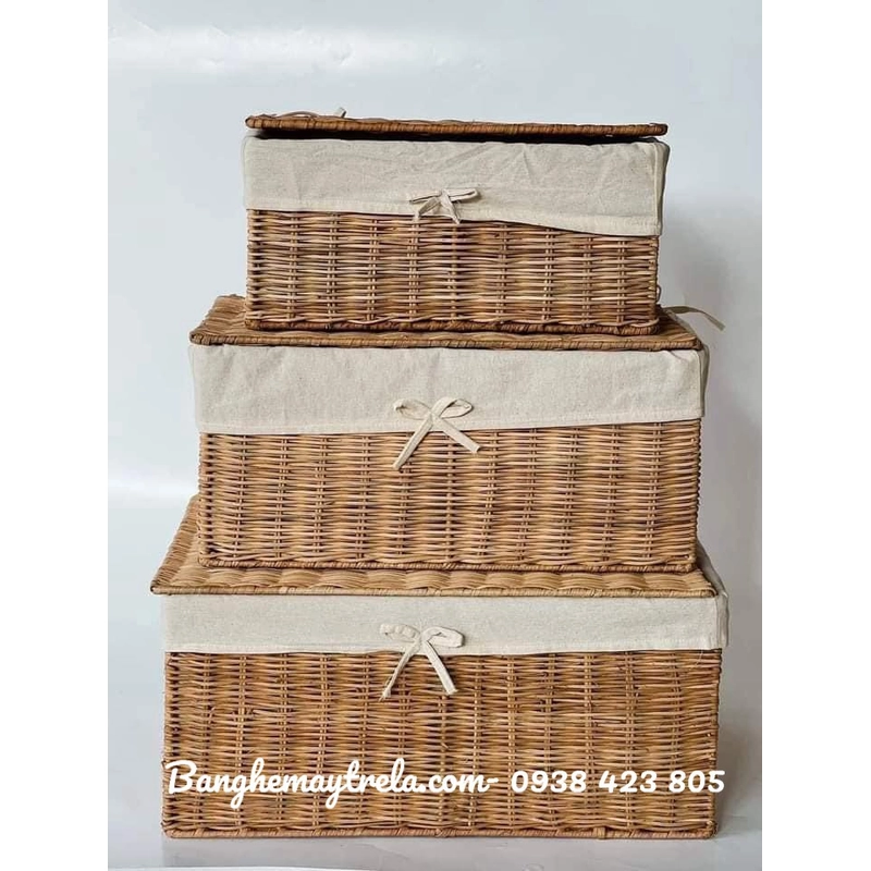 Rương đựng đồ chữ nhật mây tre đan 550974