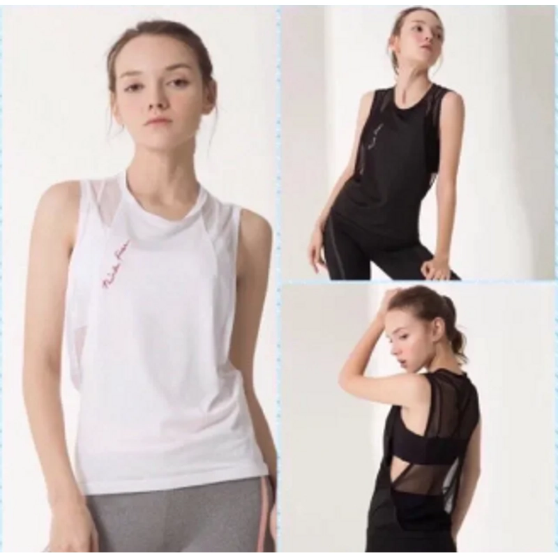 Combo 2 Áo Tanktop thể thao phối lưới (Size L) - Màu trắng & Xanh da trời 334020