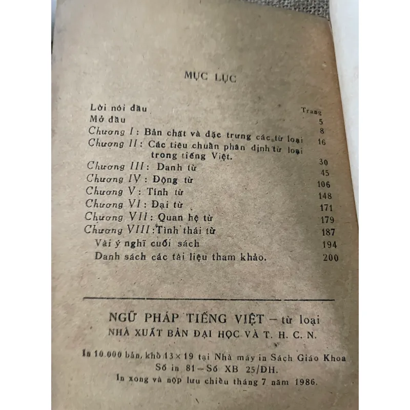 NGỮ PHÁP TIẾNG VIỆT - LOẠI TỪ - 200 TRANG- 1986 573613