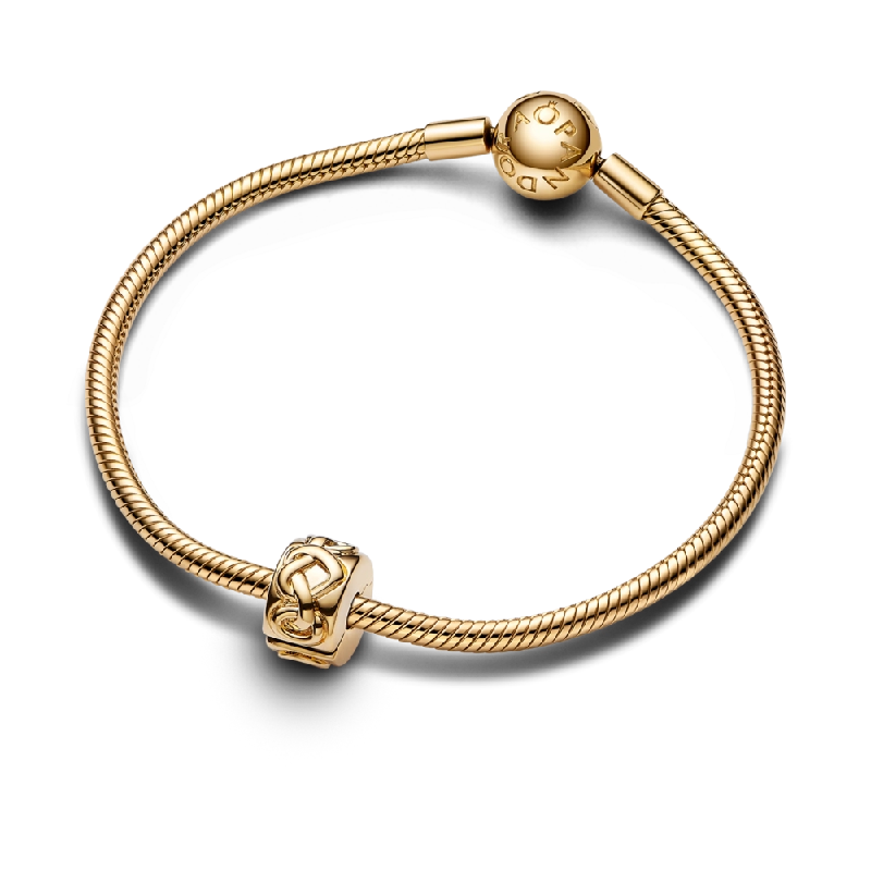 Charm Bấm Mạ Vàng 14k Pandora Moments Nút Thắt Trái Tim 382252