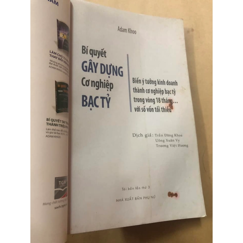 Sách Bí quyết gây dựng cơ nghiệp bạc tỷ - Adam Khoo 306268